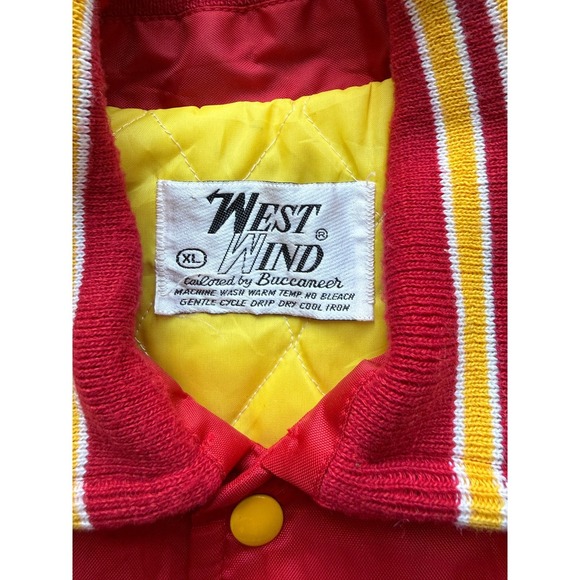 vintage-style s bomber varsity jacket, red with yellow size XL - Picture 4 of 7
